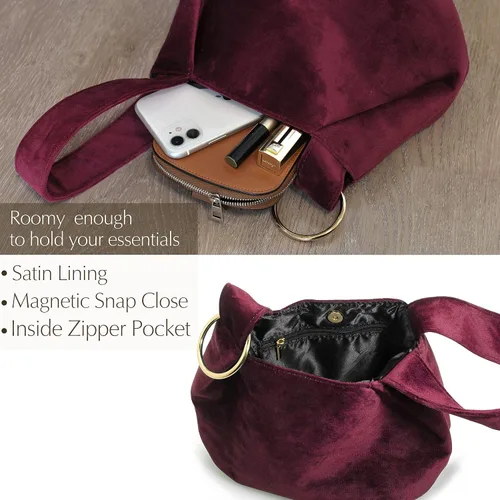 Miniatura 4 de Bolso de mano de terciopelo con asa superior para mujer, pequeño bolso de mano