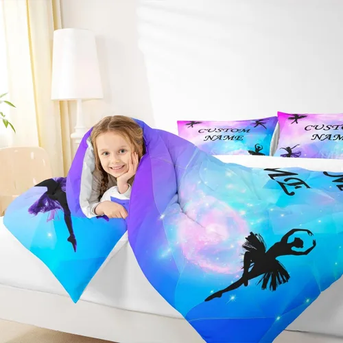 Miniatura 147 de Erosebridal Juego de ropa de cama de princesa de ballet, tamaño Queen, juego de edredón de 3 piezas para niñas bailarinas de ballet, lindo juego