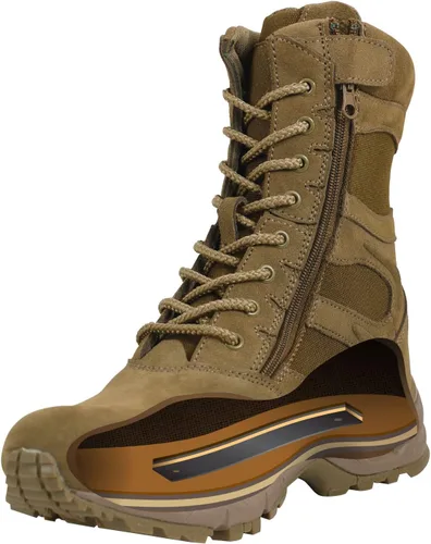 Miniatura 2 de Rothco Botas de despliegue de entrada forzada con cremallera lateral - Botas de uniforme táctico de 8 pulgadas - AR 670-1 marrón coyote - 9 regular