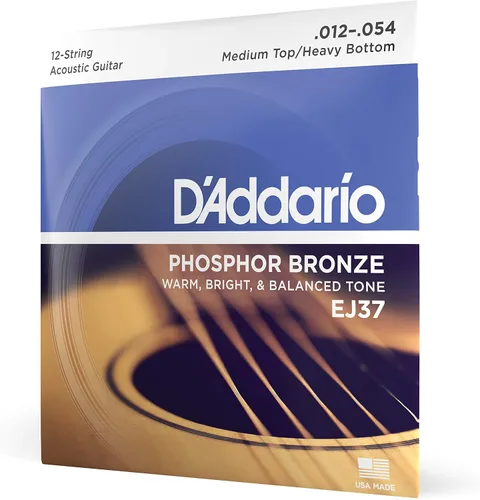 Miniatura 12 de Cuerdas para guitarra acústica de bronce fosforado D'Addario, blanco negro rojo azul