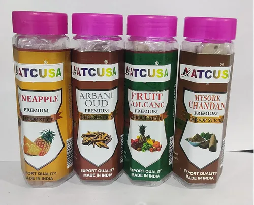 80 palitos de dhoop (paquete de 4 piñas, Arbani Oud Fruit Volcano Mysore chandan-20 cada uno) | Paquete variado de eliminadores de olores –