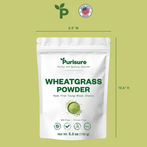 Miniatura 7 de Purisure Polvo de hierba de trigo de 5.29 oz, polvo nutritivo para apoyo a la inmunidad y suplemento alimenticio integral, rico en fibras, vitaminas