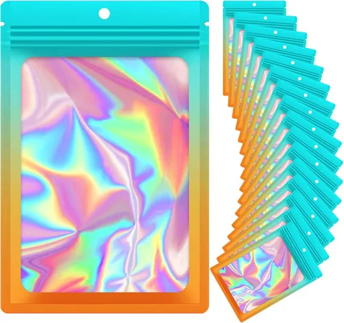 100 bolsas de Mylar resellables, bolsas a prueba de olores con ventana transparente para almacenamiento de alimentos, embalaje de recuerdos de