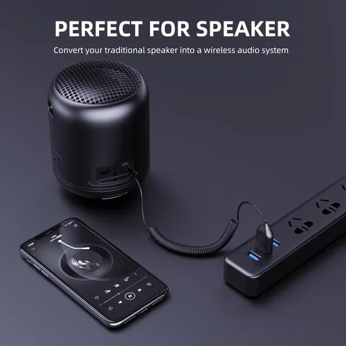 Miniatura 9 de Smof Adaptador auxiliar a Bluetooth 5.2 Receptor Bluetooth de 0.138 in con micrófono incorporado entrada auxiliar para transmisión de música