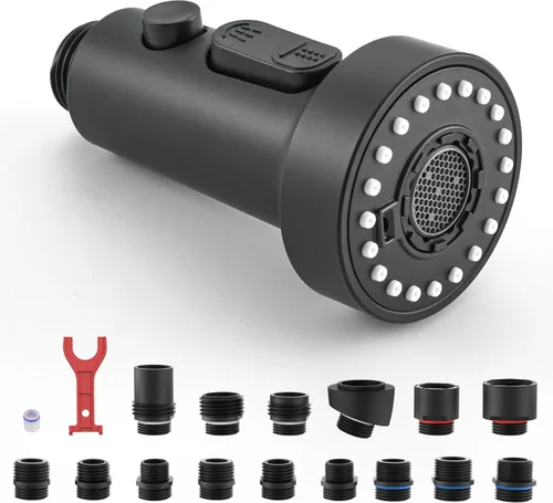 Miniatura 12 de J-HVA Cabezal de rociador de fregadero de cocina extraíble con adaptadores, boquilla de repuesto de rociador de fregadero de 3 funciones, llave