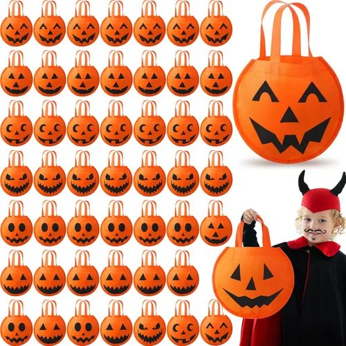 Miniatura 7 de 24 bolsas de Halloween de truco o trato de 12 x 10 pulgadas, no tejidas, bolsas de calabaza para niños, cumpleaños, regalos de fiesta de Halloween