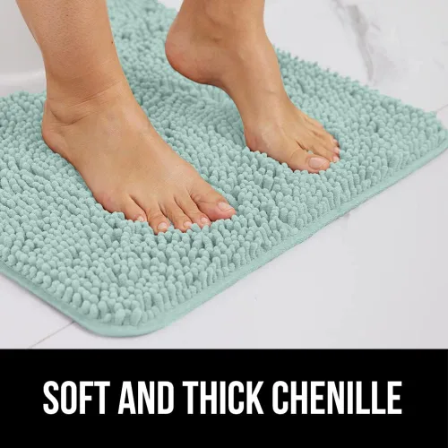 Miniatura 450 de Gorilla Grip - Tapete de baño de felpilla gruesa, suave y absorbente, secado rápido, de microfibra, con reverso de caucho, para piso de ducha, Nube