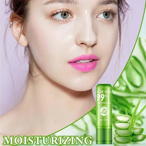 Miniatura 2 de 5 lápices labiales con aloe vera que cambia de color para mujeres, brillo labial hidratante de larga duración, bálsamo tintado, lápiz labial que