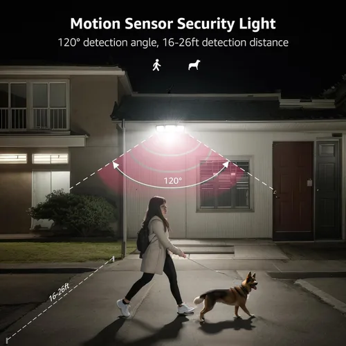 Miniatura 4 de Lepro Luces solares para exteriores, luces de seguridad activadas por movimiento WL5000, panel solar separado, 3 cabezales ajustables, ángulo