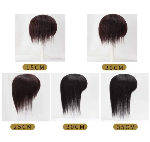 Miniatura 5 de Bang Topper Human Hair Clip on Crown Volume Hairpiece for Women with Gray and Thinning Hair, 6" Dark Brown