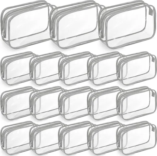 Miniatura 9 de Saintrygo Paquete de 18 bolsas de maquillaje transparentes de 7 x 5 de PVC, bolsas de plástico con cremallera, artículos de tocador portátiles