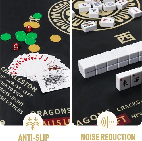 Miniatura 3 de Mahjong Mat 32.4 x 32.4 pulgadas, 0.118 in de grosor de goma antideslizante, tapete de mesa Mahjong con reducción de ruido, impermeable, tapete