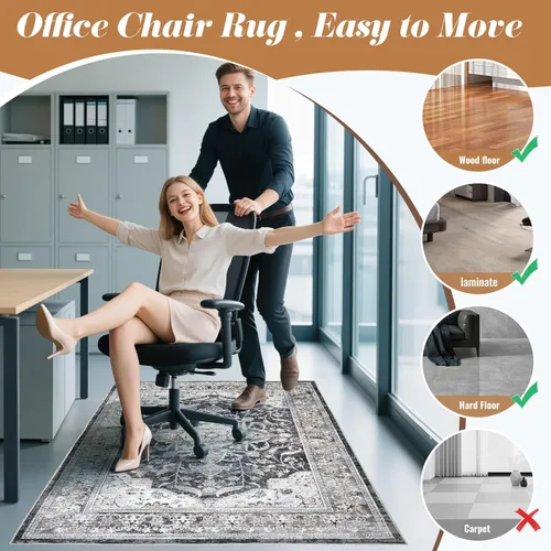 Miniatura 7 de Tapete para silla de oficina para piso de baldosas de madera dura, 36"x48" protector de alfombra antideslizante debajo del escritorio para tapete