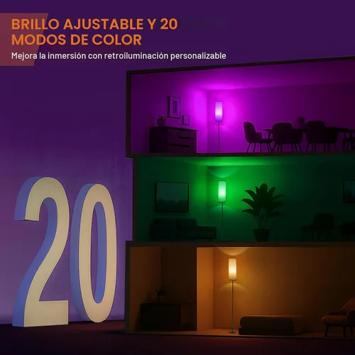 Miniatura 4 de FRIDEKO HOME Paquete de 2 lámparas de pie para sala de estar, colores regulables, temperatura y brillo, lámpara de pie moderna con control remoto