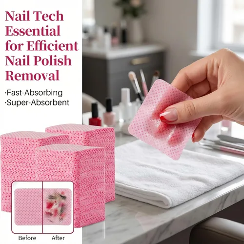 Miniatura 5 de MAQIHAN 1500 toallitas de uñas sin pelusas, toallitas quitaesmalte de uñas de acetona rosa, toallitas sin pelusas, toallitas de gel para uñas, sin