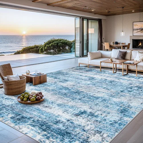 Miniatura 10 de Alfombras de 6x9 para sala de estar - Alfombra lavable moderna abstracta suave grande neutral antideslizante para piso interior resistente a manchas