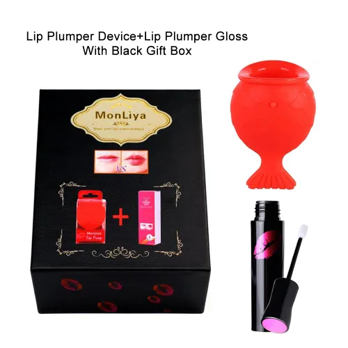 Miniatura 4 de Dispositivo de relleno de labios+juego de brillo para labios, kit de herramientas de relleno de labios en forma de pez, potenciador de labios