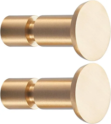 TECI Ganchos dorados de latón macizo (paquete de 2) resistentes montados en la pared. Perfecto para bolsos, abrigos, sombreros, bolsos, mochilas,