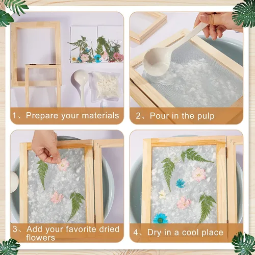 Miniatura 4 de Honoson Juego de moldes y marcos de madera para hacer papel de pantalla de 3 tamaños para manualidades (A6, A5, A4)