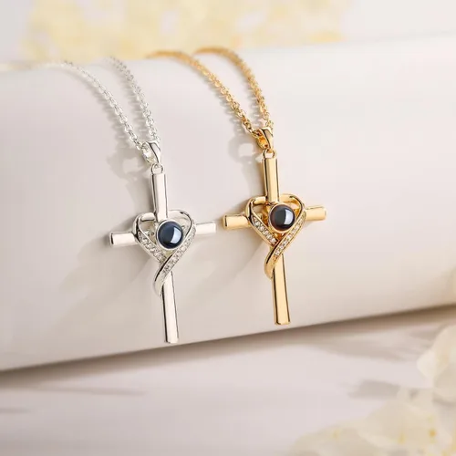 Miniatura 6 de Collar de cruz con versículo de la Biblia para mujer, collar de proyección de 18 + 2 pulgadas, cadena religiosa espiritual, joyería religiosa