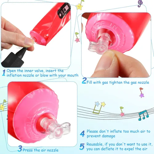 Miniatura 3 de 60 micrófonos inflables, micrófono inflable grande, varios colores, micrófono inflable de simulación, infla juguetes de plástico accesorios