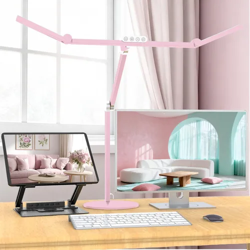 Micomlan Lámpara de escritorio LED con base, luz de escritorio de arquitecto alto ajustable para oficina en casa con brazo oscilante flexible,