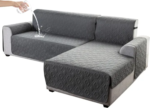 Miniatura 18 de Genina Fundas de Sofá Seccional para Perros Fundas de Sofá en Forma de L Funda de Chaise Lounge Funda de Sofá Reversible Protector de Muebles Beige