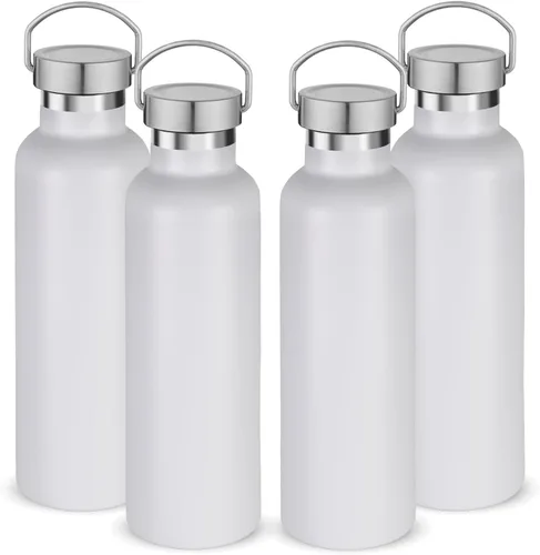 Miniatura 32 de Volhoply 24 onzas Botella de agua aislada con boca estándar con tapa de combinación de plástico y acero inoxidable, botellas de agua de 304 18/8