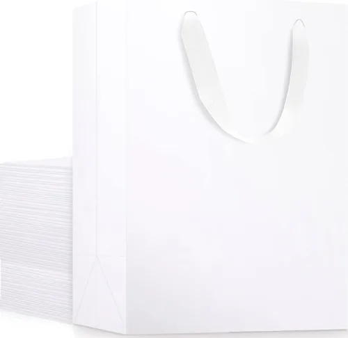 Miniatura 47 de EUSOAR Bolsas de compras y mercancías, tamaño mediano, 25 piezas de 7.8 x 3.9 x 11 pulgadas, bolsas de regalo reciclables de papel kraft marrón