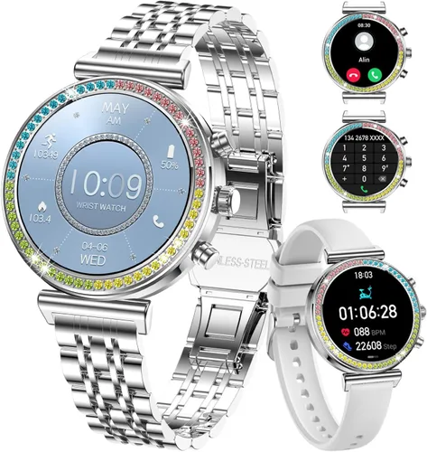 Miniatura 8 de TYBERLEY Reloj inteligente para mujer, pantalla HD de 1.27 pulgadas, Bluetooth llamadas, rastreador de actividad física, reloj inteligente deportivo
