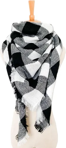 Miniatura 108 de Wander Agio - Bufanda envolvente con diseño a cuadros o triangular para mujer, cálida y larga, de punto, sensación de cachemira, chal