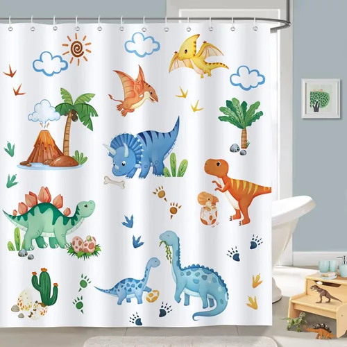Miniatura 9 de Cortina de ducha Bonhause para niños ABC, linda decoración educativa del alfabeto animal para baño de niños pequeños, 72 x 72 pulgadas, tela