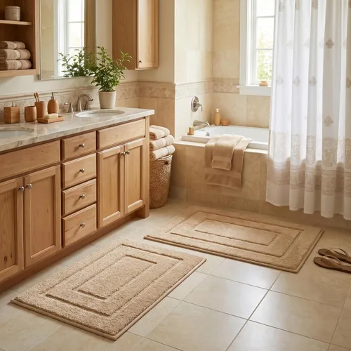 Miniatura 10 de GRANNY SAYS Juego de 2 alfombras de baño suaves para baño, alfombras de baño antideslizantes y lavables, alfombras de baño absorbentes para bañera