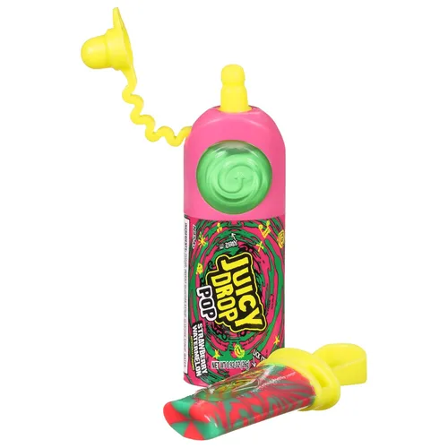 Miniatura 4 de Juicy Drop Paletas de caramelo ácido, 9 unidades de paletas dulces con gel agrio en varios sabores afrutados, tamaño completo, paquete variado