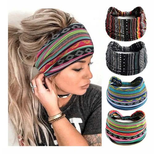 Diademas bohemias para mujer, bandas anchas elásticas para el cabello, bandas para la cabeza anudadas, bandas para la cabeza turbante para yoga,