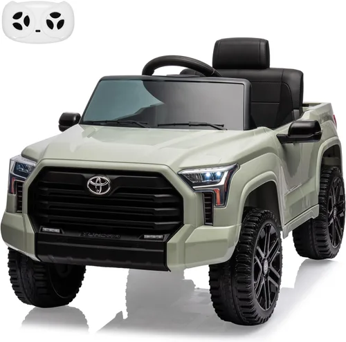 Auto de paseo de 12 V para niños, camión Toyota con licencia, automóvil eléctrico a batería con música, luces LED, sistema de suspensión, puertas