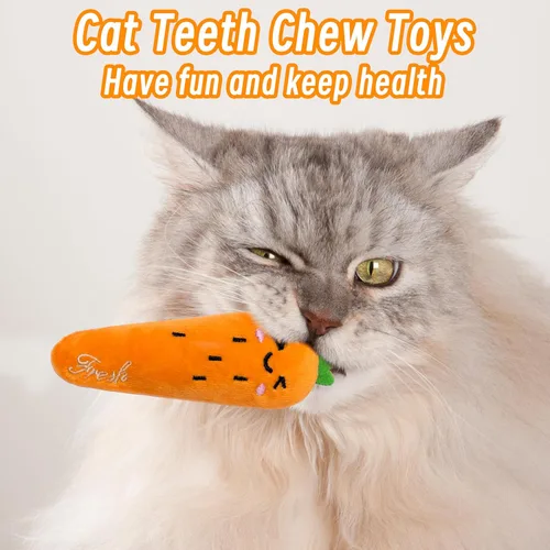 Miniatura 7 de Seyezo Juguetes de hierba gatera para gatos de interior, paquete de 5 juguetes para gatos, juguetes esponjosos de hierba gatera para masticar