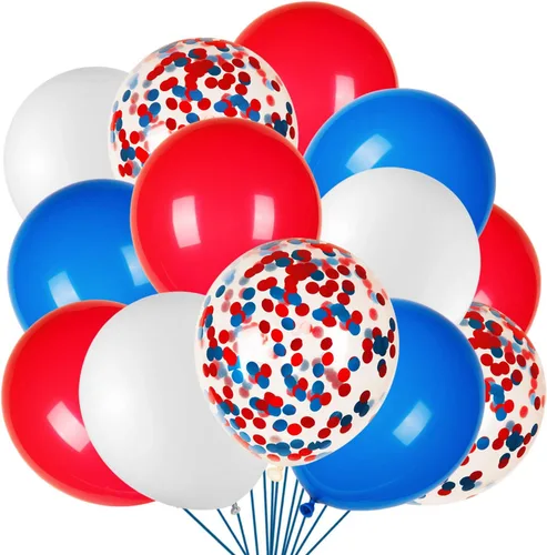 Miniatura 9 de Globos de látex naranja, azul y verde con globos de confeti para fiesta de cumpleaños de dinosaurio baby shower (80 paquetes)