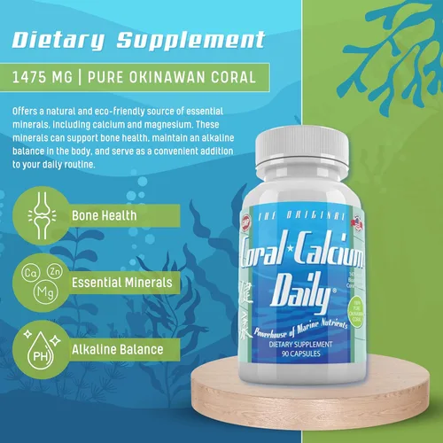 Miniatura 3 de Daily Health - Calcio de coral puro de Okinawa - Suplemento de grado marino con 72 oligominerales - 1475 mg, 270 cápsulas vegetales