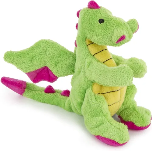 Miniatura 15 de goDog - Juguete de dragón de peluche chirriante para perro, tecnología Chew Guard, color azul claro, tamaño pequeño