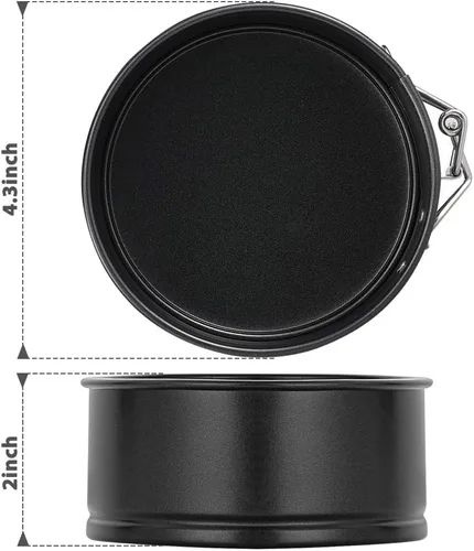 Miniatura 3 de MASSUGAR Springform - Paquete de 4 moldes para pasteles pequeños de 4 pulgadas con 50 forros de papel pergamino, sartén antiadherente a prueba