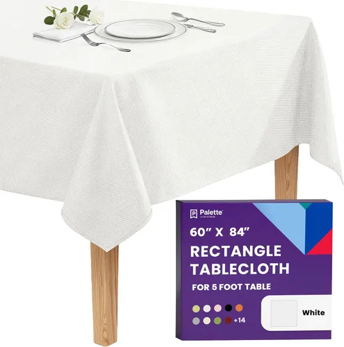 Miniatura 49 de Gee Di Moda - Mantel rectangular de 60 x 84 pulgadas – Mantel rectangular de poliéster lavable para mesa de 5 pies