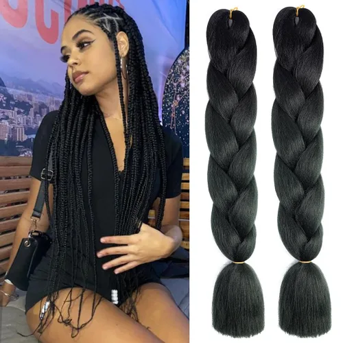 Miniatura 8 de Paquete de 3 extensiones de cabello trenzado de arco iris de 24 pulgadas, mezcla de cuatro colores para trenzas, trenzas de caja jumbo de fibra