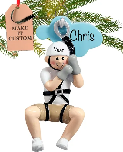 Adorno personalizado con forro de cremallera para niño 2026 | Adornos de Navidad deportivos grabados con láser para árbol | Regalo de recuerdo