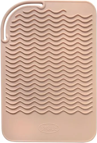 Alfombrilla de viaje de silicona resistente al calor de 11 x 7.5 pulgadas para herramientas de peinado del cabello, alisadores de cabello, Rosa rubor