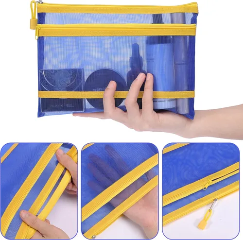 Miniatura 3 de 12 bolsas de malla de nailon con cremallera, bolsas de malla para cosméticos, bolsas de maquillaje, estuche de lápices, bolsas de viaje multiusos