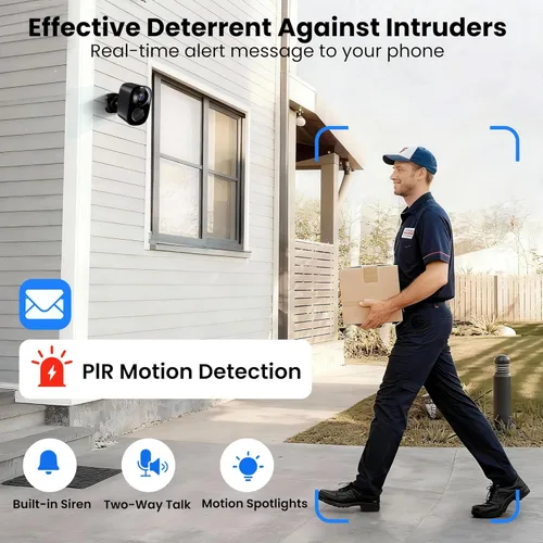Miniatura 6 de realhide Cámaras de seguridad inalámbricas para exteriores, 2K alimentado por batería AI Detección de Movimiento Spotlight Sirena Alarma WiFi Cámara