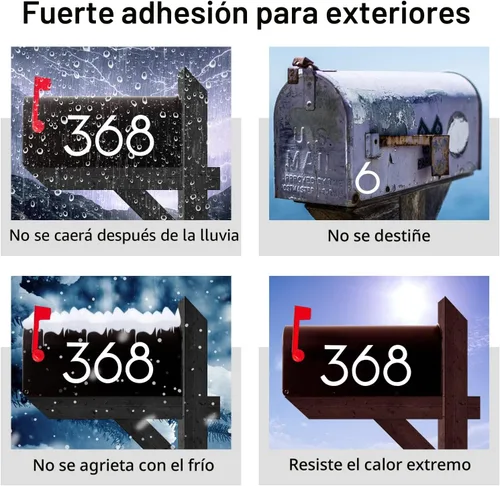 Miniatura 4 de 2 pulgadas Números reflectantes de buzón para exterior, 5 juegos de pegatinas numeradas con lengüetas adhesivas para fácil colocación y despegado