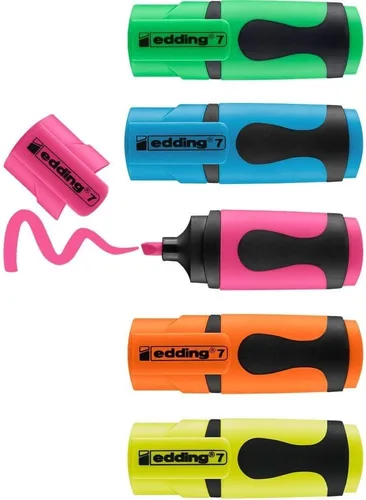edding 7 mini resaltadores - neón - 5 marcadores de resaltado - beitelpunt 0.039-0.118 in - resaltador klein en moda kleuren - para diario de bala,