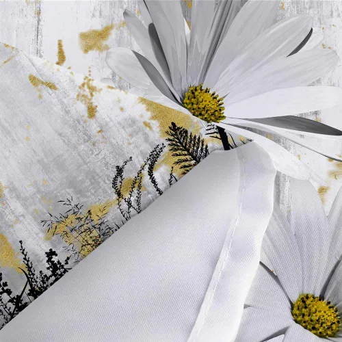 Miniatura 8 de Cortina de ducha rústica de granja, margaritas amarillas y grises con mariposa sobre fondo de madera campestre para baño, gris y blanco con 12
